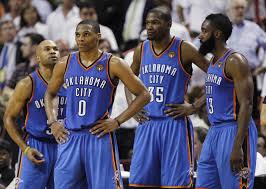 Finalistes en 2012 sous les couleurs du thunder, dominé par le heat en finale, james harden et kevin durant sont désormais adversaires comme leaders offensifs de leurs équipes respectives. Oklahoma City Had Its Chance And Blew It