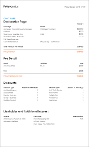 The start and end date of the policy can be found here along with your coverage benefits. Understanding Your Car Insurance Declarations Page Policygenius