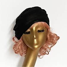 Striped lurex sweater knit beret hat