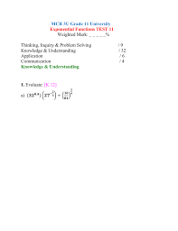 This is the currently selected item. Mcr 3u Exponential Functions Test