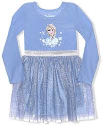 Disney Frozen Girl's Elsa Long Sleeve Dress, Knee Length Casual Clothing  for Kids, Blue, Size 5 | Pricepulse