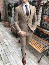 Terziademaltun Italyan Stil Slim Fit Ceket Yelek Pantolon Bej Takim Elbise T3148 With Images Mens Fashion Blazer Designer Suits For Men Stylish Mens Outfits