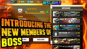 All free fire server list name & details list below. Introducing The New Members Of Boss Guild Free Fire How To Join Boss Guild All Members Of Boss Youtube