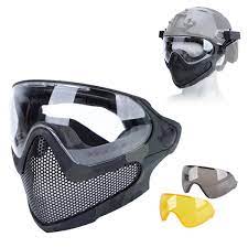 Airsoft Paintball Mask Safety Protective Anti-Fog Goggle Full Face Mask  With Black/Yellow/Clean Lens Tactical Shooting Equipment | Wish