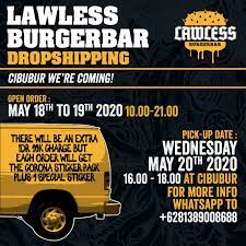 Katanya ini salah satu resto burger artis terenak. Ar Twitter Cibubur Jakarta Timur Lawless Burgerbar Dropshipping Mulai Order Tanggal 18 Dan 19 Mei Untuk Diantar Ambil Tanggal 20 Mei 2020 Ya Silahkan Siapa Disini Tinggal Di Daerah Cibubur Https T Co Ffo4b6nzul