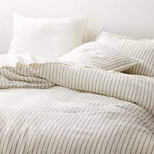 Handmade from stone washed, pure european linen. Pure Linen Wide Stripe Warm White Duvet Covers And Pillow Shams Crate And Barrel Canada