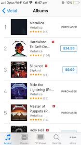 australia itunes metal charts can you tell metallica and