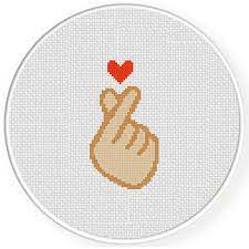 Stitched area for provided pattern counts: Hand Heart Gesture Cross Stitch Pattern Daily Cross Stitch