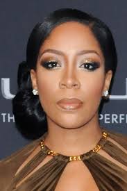 K. Michelle Straight Black Updo Hairstyle