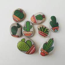 Piedras Pintadas A Mano Captus Cactus Deco Diy Piedras Stone Cactus Pintados En Piedras Piedras Pintadas A Mano Como Decorar Piedras