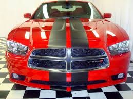 2013 Dodge Charger With Hood To Rear Racing Stripes And Red Black Leather Interior Wow Http Www Caseberemotor Com Racing Stripes Dodge Charger Black And Red
