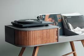 This cabinet is for you! Tambour Door In A Vintage Vinyl Table 123 Design Blog