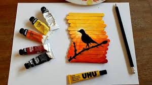 الرسم على أعواد الخشب أعواد الآيس كريم Gouache Coasters