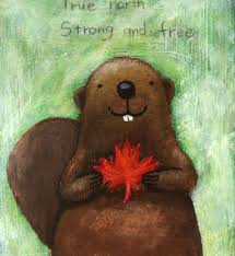 Original Illustration Painting Canadian Beaver With Maple Leaf By Mika Art 34 99 Via Etsy Painting Canadian Art Beaver Drawing
