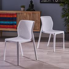 Noble House Portia Modern White Plastic Armless Accent Chairs Set Of 2 69023 2 The Home Depot In 2020 Accent Chair Set Chair Set Noble House