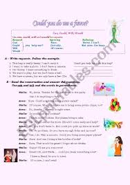 I don't get it why people ask can you do me a favor before they tell what favor it is. Could You Do Me A Favor Esl Worksheet By Houba