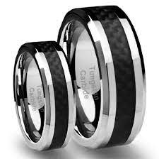 His Her S 8mm 6mm Tungsten Carbide Wedding Band Ring Set With Black Carbon Fiber Inl Tungsten Carbide Wedding Bands Titanium Rings For Men Wedding Ring Bands