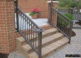 Cute Black Color Wrought Iron Porch Railings And Combine With Brown Color Bricks Wall Also G Railings Outdoor Wrought Iron Porch Railings Outdoor Stair Railing