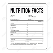 nutrition facts label template vector