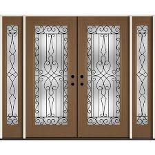 reliabilt wyngate full lite decorative glass left hand inswing woodhaven stained fiberglass prehung double entry door with sidelights and insulating core commo in 2020 double entry doors entry doors entry door with pinterest