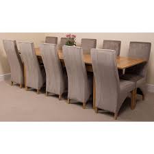 Polished stainless steel and recycled leather intersect in the design of the ultramodern axis contemporary dining chairs. Richmond Large Oak Dining Set With 10 Grey Chairs