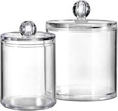 Best reviews guide analyzes and compares all apothecary jars of 2021. Amazon Com Bathroom Vanity Storage Organizer Canister Holder Apothecary Jars Set For Qtips Cotton Balls Swabs Rounds Makeup Sponges Bath Salts Premium Plastic Acrylic Clear 10oz And 20oz Home Kitchen