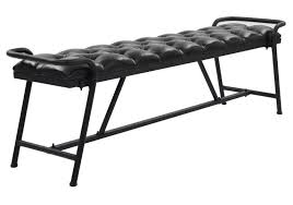 Banc Capitonne Similicuir Noir Et Pieds Metal Noir Manawa 160 Cm Lestendances Fr Capitonne Metal Noir Banc