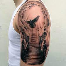 Chest tattoos for men wings and cross #tattooideas #mentattoo. Top 53 Best Heaven Tattoos Ideas 2021 Inspiration Guide