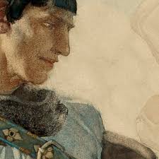 William Russell Flint, King Arthur, Ritter, Tafelrunde, Mythos, Legende,  Fee, Print, Illustration, Kinder, Erwachsene, Fantasy, Aquarell