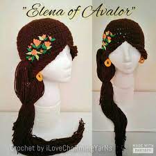 Elena Of Avalor Crochet Wig Hat Disney Princess Elena Of Avalor Wig Hat Elena Crochet Hat Disney Elena Costume Disney Crochet Hat Princess In 2021 Crochet Wig Disney Crochet Hats Crochet Hats