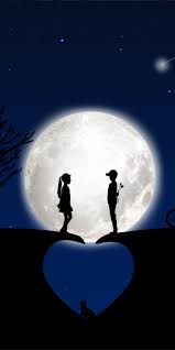 Heart Moon Couple Silhouette Art 1080x2160 Wallpaper Love Wallpapers Romantic Cute Love Wallpapers Cute Couple Wallpaper