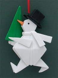 Origami Snowman With Tree Origami Xmas Origami Crafts Holiday Origami
