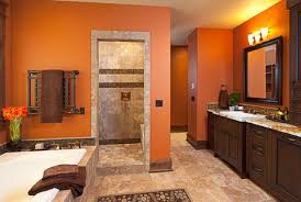 Pin By Carmen Bond Broadway On For The Home Brown Bathroom Orange Bathrooms Brown Bathroom Decor