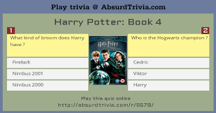 5,326 62 cool harry potter things to do. Trivia Quiz Harry Potter Book 4