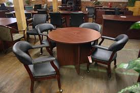 With the right conference table an effective and inspirational platform is secured. Compel Round Conference Table Captains Chairs Office Furniture