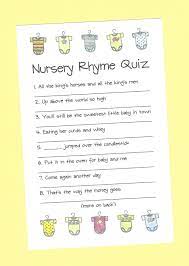 Nursery Rhyme Quiz Baby Shower Game Name The Nursery Rhyme Etsy Nursery Rhyme Baby Shower Game Nursery Rhyme Baby Shower Easy Baby Shower Games