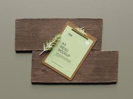 Download Menu On Wooden Block Psd Mockup Mockupsq