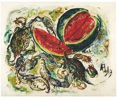 Terbaru 12 lukisan perahu karya affandi buku lukisan affandi witnessing affandi pajangan koleksi lukisan karya affandi lengkap terke lukisan painting perahu. Crabs And Watermelon 1962 Affandi Indonesian Art Art Painting Painting