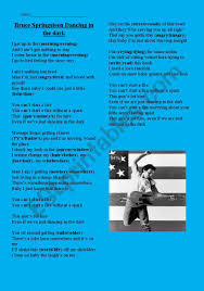 According to the dancing in the dark songfacts, springsteen wrote this after his manager, jon landau, demanded a hit single from the album. Dancing In The Dark Bruce Springsteen Esl Worksheet By Wildchris