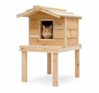 Elevated House for Outdoor Cats with Platform & Extended Roof