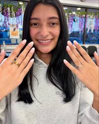 Had the pleasure of doing Libby Garrett's engagement photo nails! They are  giving elegance 🩷 Thanks girl for letting me do these for you!! Link to  book: polishedbylenzy.glossgenius.com