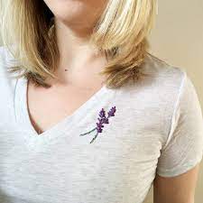 Hand Embroidered Lavender T Shirt By Cee Stitchery On Etsy Shirt Embroidery Embroidered Clothes Embroidered Tshirt