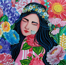 Compassion" is one of my very early paintings that will be available in my  solo show! I didn't have a studio back then, and these sweet ladies showed  up at my kitchen