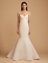 Fit And Flare Silk Strapless Gown With Illusion Sleeves Wedding Dress Inspiration Bridal Designs Strapless Gown