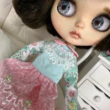 Embroidery Summer PINK AQUAMARINE Outfit for Blythe Doll. Outfit for  Blythe.