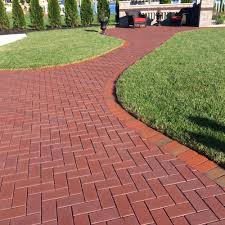 Not only do pavers look dazzling, but it also comes in a wide array of shapes and sizes. English Edge Burgundy Clay Paver Walkway Patio Pavers Design Outdoor Tile Over Concrete Home Landscaping
