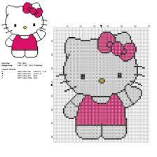Cross stitch pattern of hello kitty driving a train. Hello Kitty With Purple Dress Free Cross Stitch Pattern 65 X 79 Stitches 4 Dmc Colors Threads Pokemon Cross Stitch Kawaii Cross Stitch Stitch Patterns