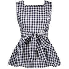 Black And White Plaid Tank Top Purplish Blue 2xl Drawstring Flare Plaid Tank Top 145 Sek Liked On Polyvore Featuring Tops Gamiss Pla Con Imagenes Blusas Juveniles Moda Blusas Bonitas Camisa De Moda