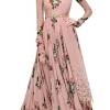 Rayon anarkali floral golden printed kurti for women tunic tops. 3