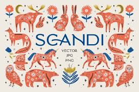 Scandinavian Ornate Animals Bundle In 2020 Art Bundle Scandinavian Illustration